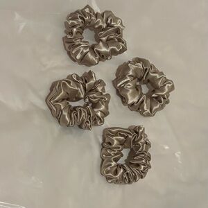 Champagne Satin Scrunchies set of 4.